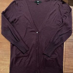 Massimo long sweater deep v. Eggplant color, worn but still has life in it!